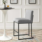 Modway Indulge Channel Tufted Fabric Counter Stools - Light Gray - Set of 2-Sled Base