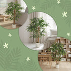 HOMCOM 4' Artificial Banyan Tree - Green - 2 Pack-A weighted base ensures stability, making it safe for little ones and pets 