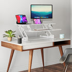 Mount-It! Standing Desk Converter with 38" Desk Top - White-Large platform provides enough space for 2 monitors or one monitor and one laptop