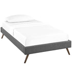 Modway Loryn Fabric Twin Bed Frame with Round Splayed Legs - Grey-Ten Wood Support Slats