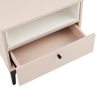 Manhattan Comfort Amara 39.4" Modern Nightstand 2-Piece Set - Pale Rose/White-Features a Sleek Round Black Metal Handle Knob for Ease of Use