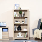 HOMCOM 4-Tier Bookcase for Study, Living Room - Oak-A 4-tier storage unit can be used as a bookcase or cupboard cabinet 