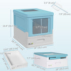 PawHut Enclosed Cat Litter Box with Scoop, Tray, Top Entry and Foldable - Blue-Two doors and roof exit to let cats climb and keep messes at bay 