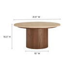 Modway Kioni Round Travertine Coffee Table - Walnut-Natural Travertine Tabletop