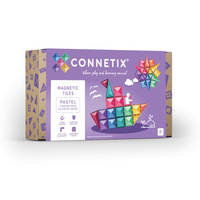 Connetix Pastel Starter Pack - 64 Pieces-64 piece pack - Contains 8 x Large squares, 32 x Small squares, 8 x Equilateral triangles, 8 x Right angle triangles and 8 x Isosceles triangles 