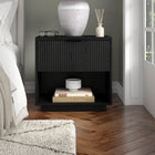 Hudson&Canal Karten 24" Nightstand - Black Grain-Features easy assembly