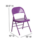 Flash Furniture HERCULES COLORBURST Series Impulsive Purple Triple Braced & Double Hinged Metal Folding Chair-Designed for Commercial Use