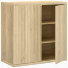 HOMCOM 30.7" Fluted Sideboard Buffet Cabinet with Push-to-Open Door - Oak-Modern oak finish adds elegance to any living space