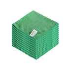Globe Commercial Microfiber Cloth - 240GSM - 14" x 14" - Green - 10 Pack-Reduce chemical usage and pick up more bacteria