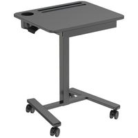ShoppingAll Airlift Pneumatic Height Adjustable Sit-Stand Mobile Computer Cart - Black-Single piece wooden desktop with metal construction