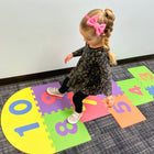 Kore Design Foam Play Mat for Kids Interlocking Hopscotch (12.6×12.6x0.40") - Set of 12-Simple to clean: Crafted to endure lively play, our foam floor mat is effortlessly cleaned, guaranteeing easy maintenance and enduring enjoyment for your children!