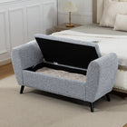 HOMCOM Upholstered Storage Bench with Armrests - Grey-Flip-up seat with hidden storage space for organizing books or blankets;