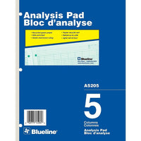 Blueline Analysis Pad, A5205, 5 Columns-A5205, 5 Columns
