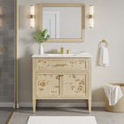 Modway Elysian 36" Wood Bathroom Vanity - White/Burl-8" Centerset Holes