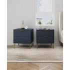 Manhattan Comfort DUMBO 20.07" Modern 2-Drawer Nightstand 2-Piece Set - Midnight Blue-Includes 2 Full Extension Drawers Designed in Vertical Textured Ribbed Lines