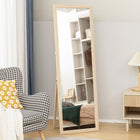 HOMCOM Rectangular Full Body Mirror - 21" W x 64" H - Brown-Faux stone texture frame adds a touch of elegance to your space 