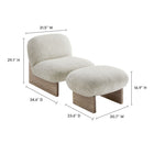 Modway Loyal Boucle Fabric Accent Chair and Ottoman Set - Pearl Oak-Soft Aesthetic with Rounded Contours