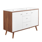 Modway Transmit 48" Double Sink Bathroom Vanity - Walnut/White-Assembly Required