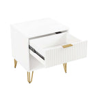 Manhattan Comfort DUMBO 20.07" Modern 1-Drawer Nightstand 2-Piece Set - White-Perfect for Bedside Storage, Lamps or Display Items