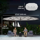Outsunny Double-Sided Patio Umbrella - Cream White-Crank handle opens and closes canopy easily