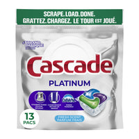 Cascade Action Packs Dishwasher Detergent - Platinum Fresh Scent - 13 count-Cascade Platinum ActionPacs dishwasher detergent cleans burnt-on messes in just one wash, with no pre-wash needed