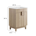 Modway Miles 24" Bathroom Vanity - White/Oak-Hinged Doors