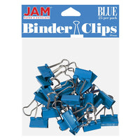 JAM Paper Colourful Binder Clips - Small - 3/4" - Blue - 25 Pack-Colour: Blue | Made of tempered steel for an extra strong hold