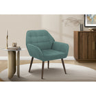 Monarch Specialties Upholstered 33"H Contemporary Accent Chair With Walnut Metal Legs - Turquoise Fabric-Built with a solid engineered wood frame and walnut metal legs, this 29" high armchair offers reliable support and long-lasting performance for everyday use.