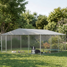 PawHut Covered Dog Kennel for Small/Medium Dogs - 13.1' x 13.1' x 6.6' -Heavy-duty galvanized steel
