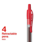 Staples ProGel Retractable Gel Pen - Medium Point - 0.7 mm - Red Ink - 4 Pack-Ergonomic, molded grip provides optimal comfort for all-day use