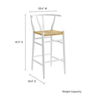 Modway Amish Wood Bar Stool - White-Woven Paper Rope Seat