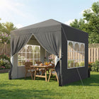 Outsunny 8.2 ft W x 8.2 ft L Pop Up Canopy Tent with Sidewalls - Instant Canopy-Eight holes prevent rainwater pooling for less maintenance