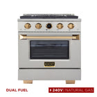 Kucht 30" KXP Series Dual Fuel Range Natural Gas - Stainless Steel/Gold-Cook and bake like a pro with the extra-large convection oven with 4.2 cu. ft. of capacity, 5-rack configuration and extra-large oven window