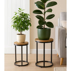 My Home My Living Rustic Wood and Metal Plant Stand 2-Piece Set - Brown-Highlights your indoor garden and creates a tranquil area in any room