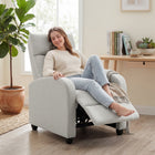 HOMCOM Push Back Recliner with Padded Seat for Home Theater - Cream White-Well-suited for activities such as reading a book, watching TV, or napping