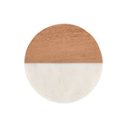 Maxwell & Williams Coaster Collective Round Marble & Acacia White Coaster - 12 Pack-Made of Heat Resistant Ceramic