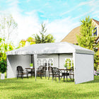 Outsunny 10 ft W x 20 ft L Outdoor Pop Up Canopy Tent with Carrying Bag - White-Polyethylene canopy tent top helps block UV rays during sunny outdoor use