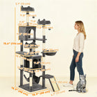 PawHut 76" Large Cat Tree Tower with Scratching Posts - Dark Grey-Plush-covered perches with soft PP cotton filling provide luxurious, cozy comfort 