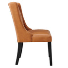 Modway Baronet Button Tufted Vegan Leather Dining Chair - Tan-Non-Marking Foot Pins