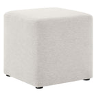 Modway Callum 17" Square Woven Heathered Fabric Upholstered Ottoman - Heathered Weave/Ivory-Woven Heathered Fabric Upholstery