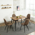 FurnitureR Dining Side Chairs - Vintage Brown - 4 Pack-PU cover on seat and back, metal tube in wooden print