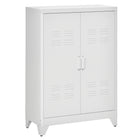 HOMCOM Metal Storage Cabinet with 2 Louvered Doors, Adjustable Shelves - White-2 interior adjustable shelves can be locked in place at 17 fixed levels