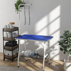 PawHut Dog Grooming Table with Adjustable Arm - Blue-Foldable table legs streamline storage and transport