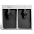 Champs Onyx Leather Luggage Tags - Black-Removable/adjustable buckle