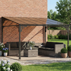 Outsunny 11 ft W x 10 ft L Outdoor Pergola - Wall Mounted Hardtop Lean-to Gazebo-Sloped roof on the patio pergola helps prevent pooling and snow buildup