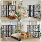 HOMCOM 6 Panel Geometric Pattern Freestanding Room Divider for Bedroom - Black-Crafted with a lightweight paulownia wood frame, making it easy to move 
