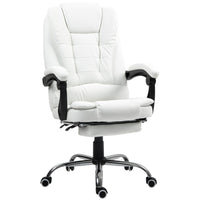 HOMCOM PU Leather Executive Reclining Office Chair with Arms - White-Modern office chair adds style to any room or decor