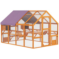 PawHut 74" H Outdoor Catio Cat Enclosure with Weatherproof Canopy and Bridges - Orange-Suspension bridges, condos and platforms satisfy climbing instincts 