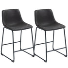 HOMCOM Counter Height Bar Stools with Back - Dark Brown - 2 Pack-Classic distressed PU leather design
