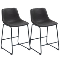 HOMCOM Counter Height Bar Stools with Back - Dark Brown - 2 Pack-Classic distressed PU leather design
